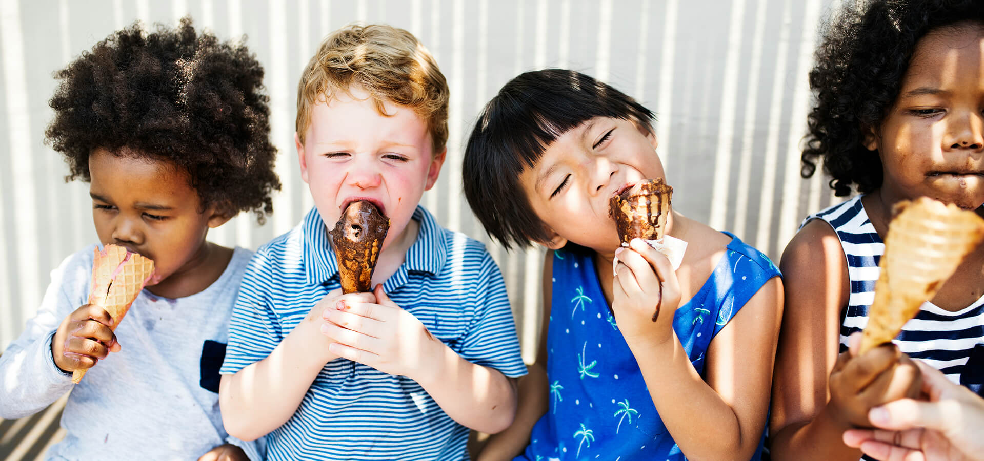 Kids eating ice cream cones