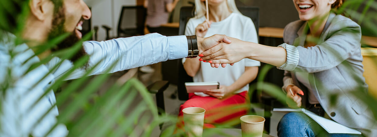 Friends shaking hands